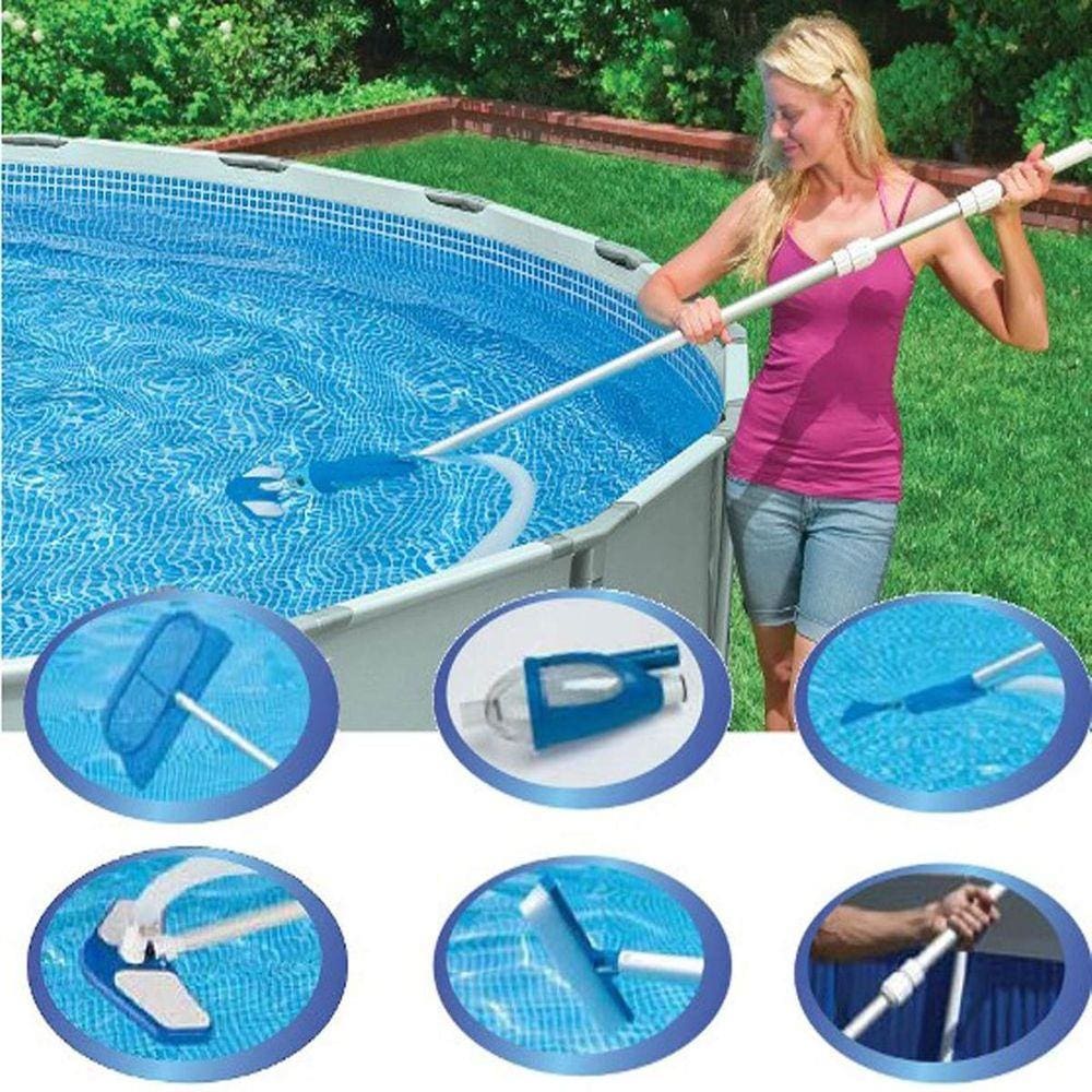 Kit De Limpeza Piscina Deluxe Aspirador Escova Vacuum Intex