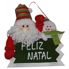 Placa Feliz Natal Papai Noel com 28cm de Largura CBRN0302