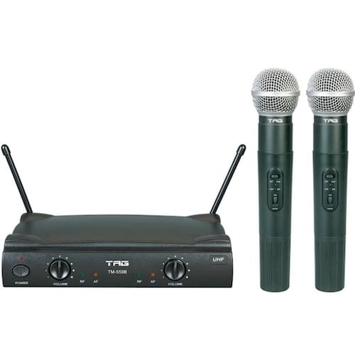 Menor preço em Microfone Duplo UHF Sem Fio Tag Sound Estojo TM-559B Nagano