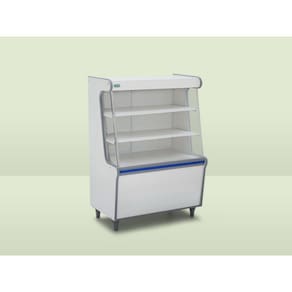 Balcão Vitrine Expositor Seco Artlux 75cm Branco Com Faixa Azul Pé