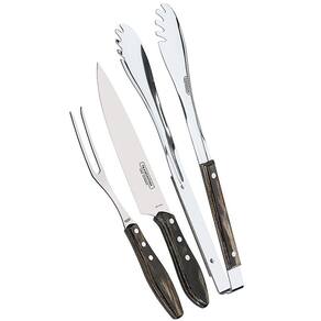 Conjunto Para Churrasco Em Aço Inox Tramontina Polywood Com 3 Peças - 15046