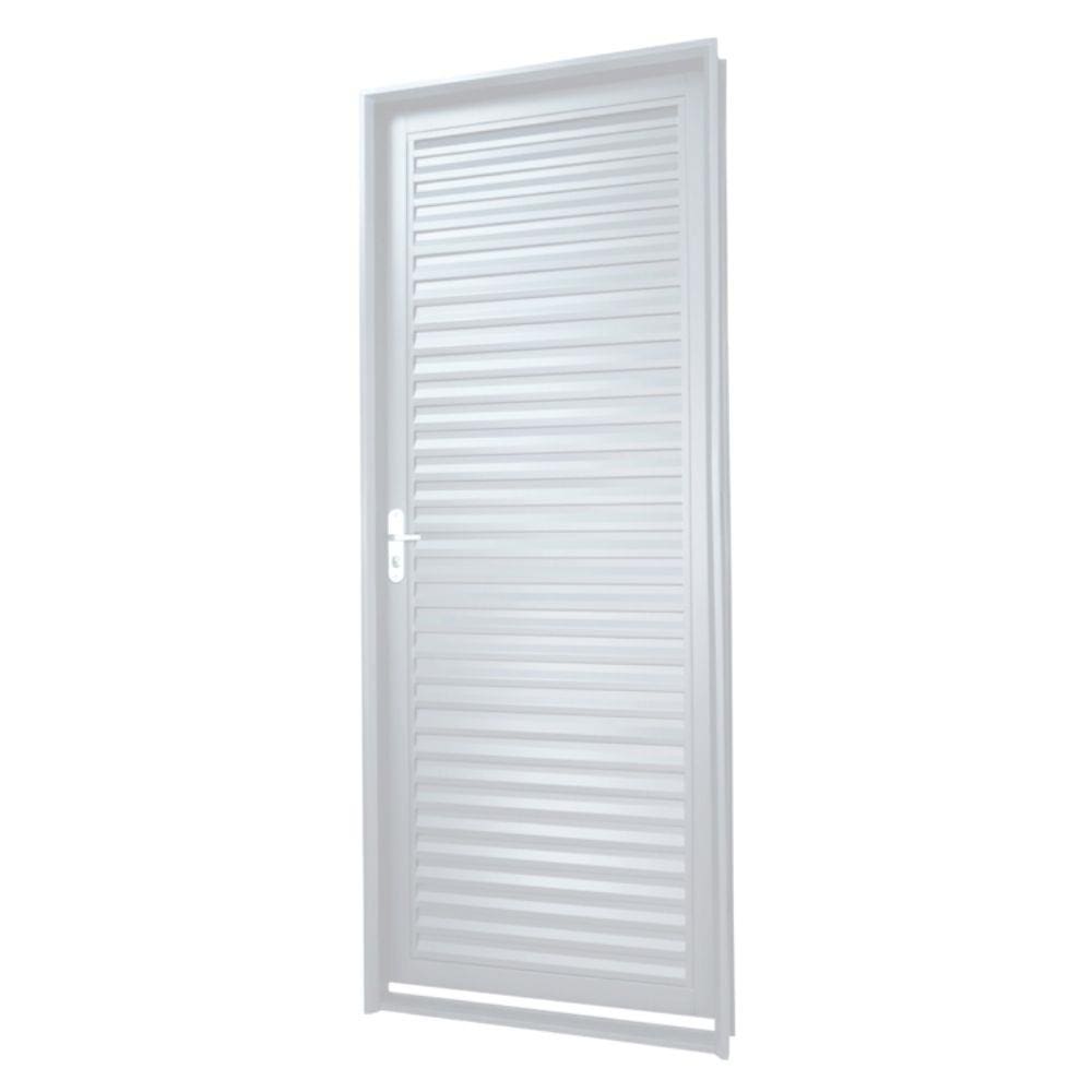 Porta em Aço MGM Nápoles 2,17mx75cmx6cm - Requadro 60mm Branco Direita