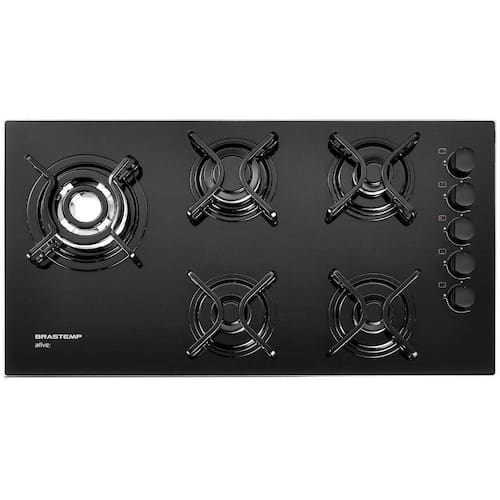 Cooktop a Gás Brastemp 5 Queimadores Ative Quadrichama Vidro Preto Menor preço em Cooktop a Gás Brastemp 5 Queimadores Ative Quadrichama Vidro Preto