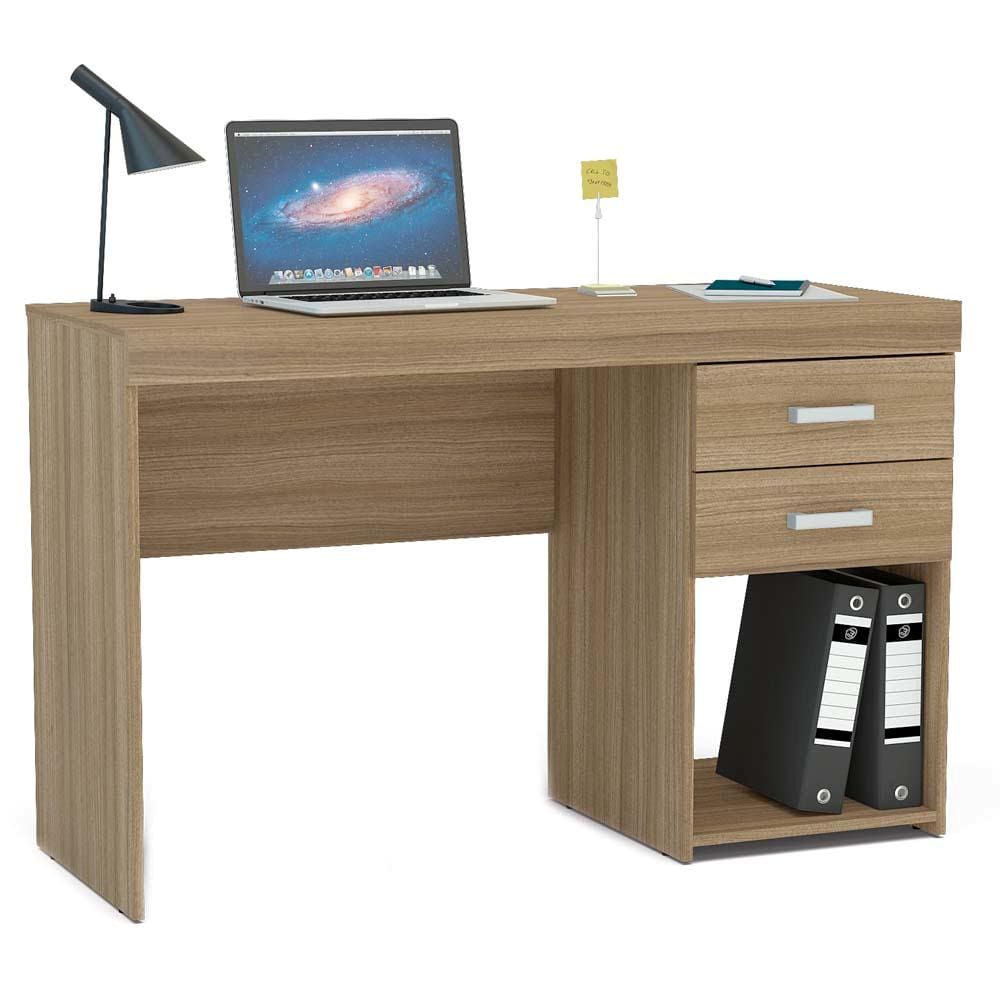 Mesa para Computador ou Escritório Politorno Malta com 2 Gavetas - Castanho