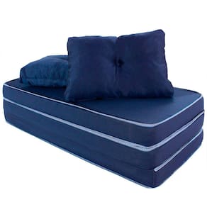 Puff Multiuso 3 Em 1 Casal Azul Com Tecido Courvin
