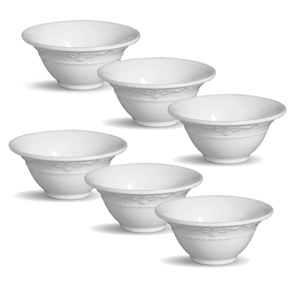 Conjunto de Bowls Porto Brasil Acanthus em Faiança Feldspática Branco 450 ml - 6 Peças