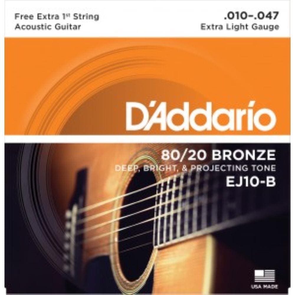 Encordoamento D`Addario P/ Violão Extra Light EJ10-B 0.10 - EC0146