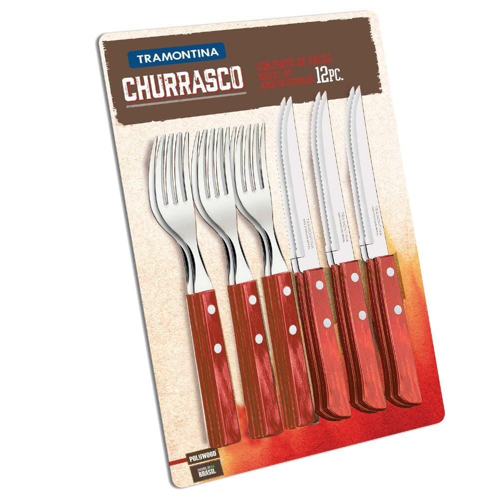 Conjunto Churrasco Inox 12 Peças Polywood Tramontina Inox