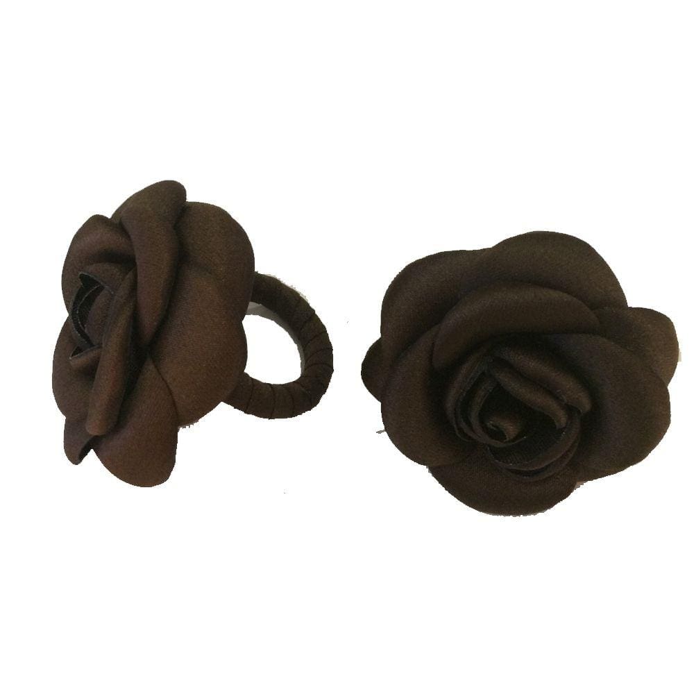 Argola para Guardanapos Rosas Cetim 2 Peças Marrom Copa & Cia
