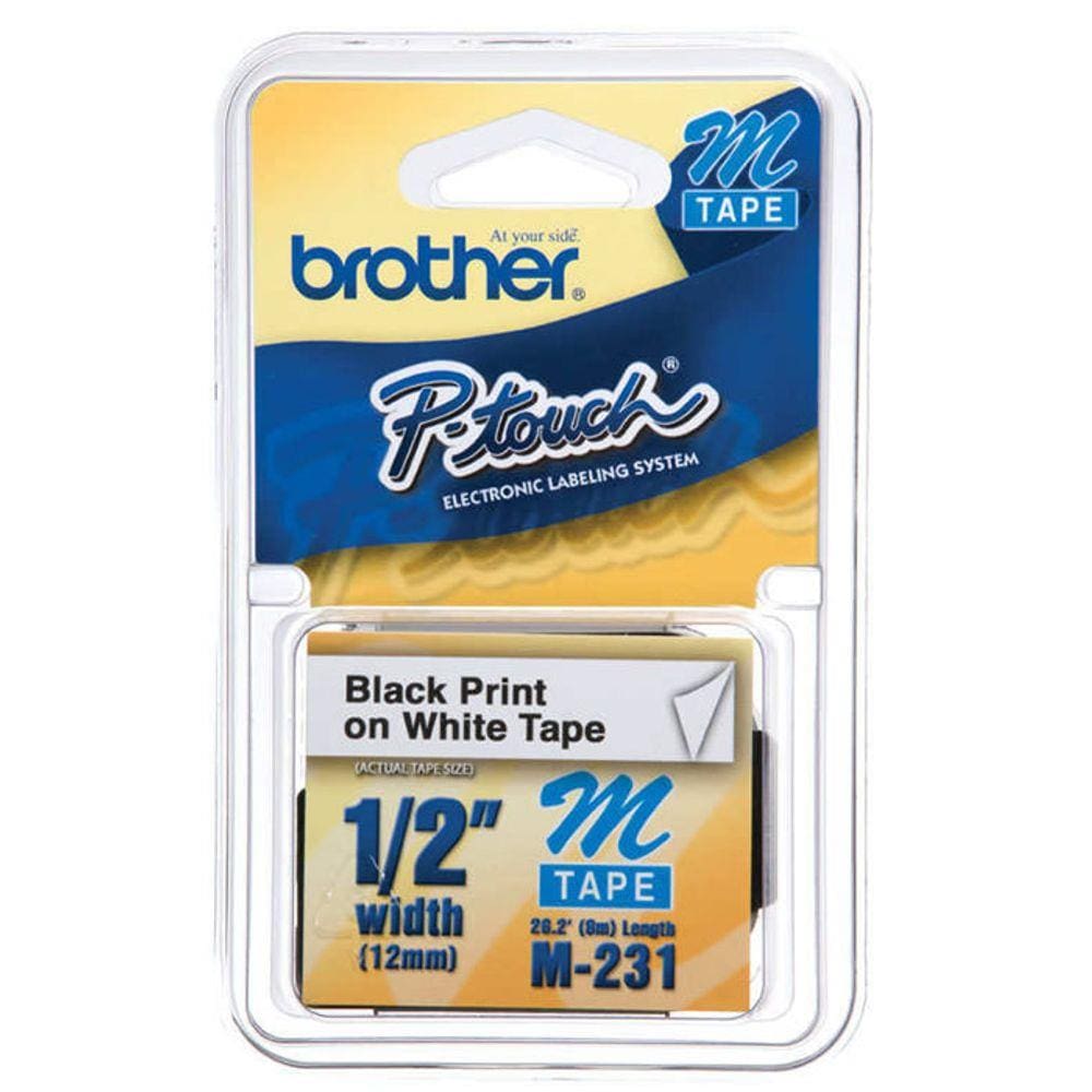 Fita para Rotuladora - 12mm / Preto no Branco M-231 Brother