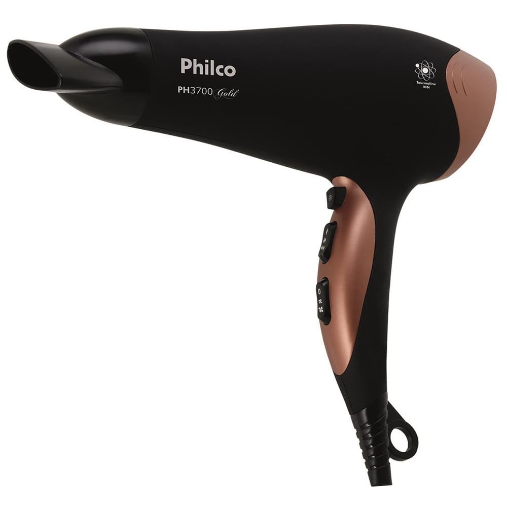 Secador de Cabelos Philco PH3700 Gold Preto 2000W - 220V