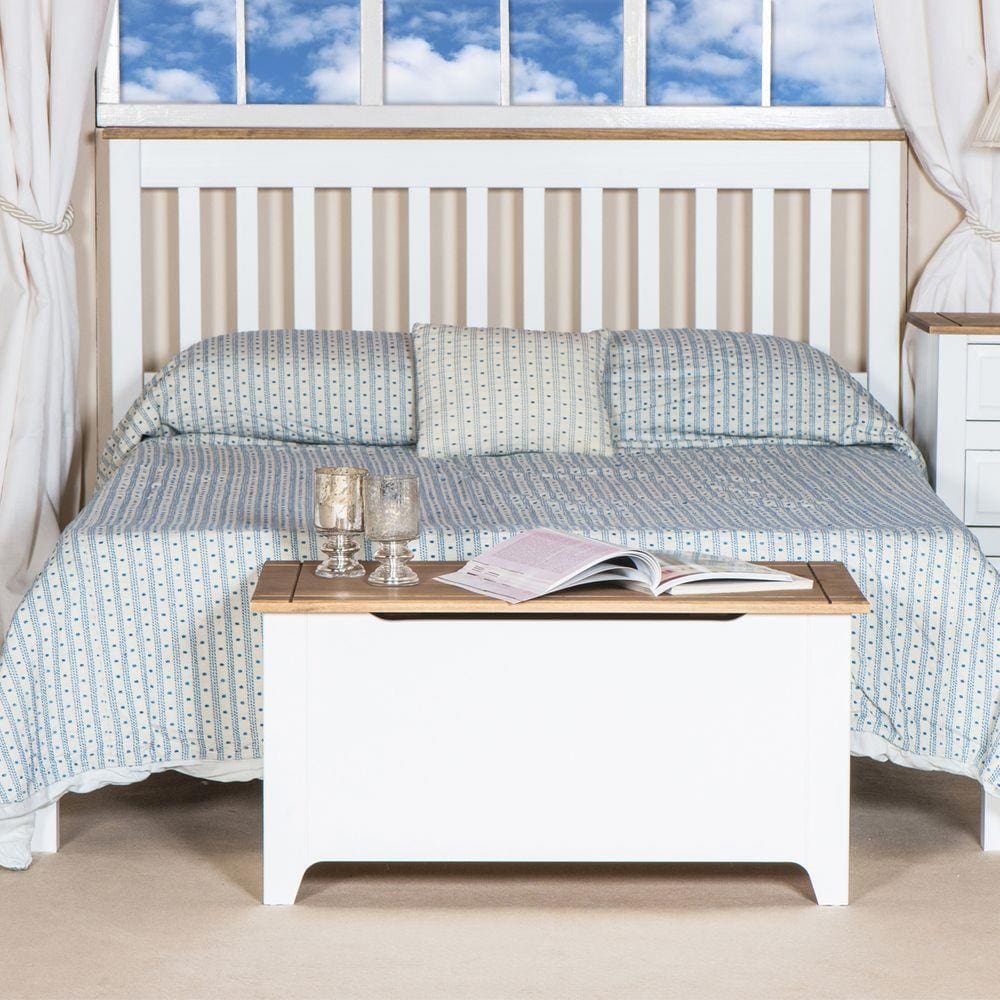 Cama De Casal Ripada, Madeira Maciça, Laca Branca CP460