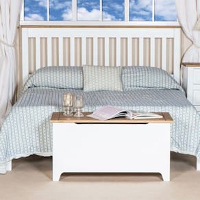 Cama De Casal Ripada, Madeira Maciça, Laca Branca CP460