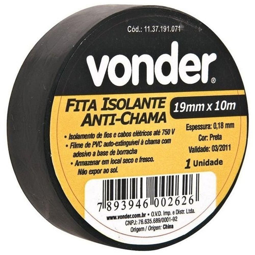 Fita Isolante Anti-chama 19mm x 10m 11.37.191.071 Vonder