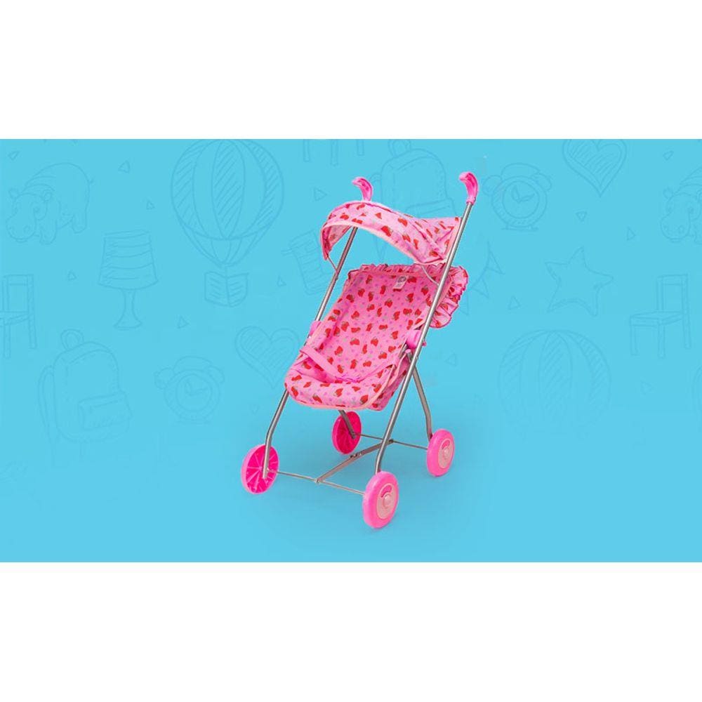 Carrinho de Boneca com Capota Semi Luxo II - Rosa