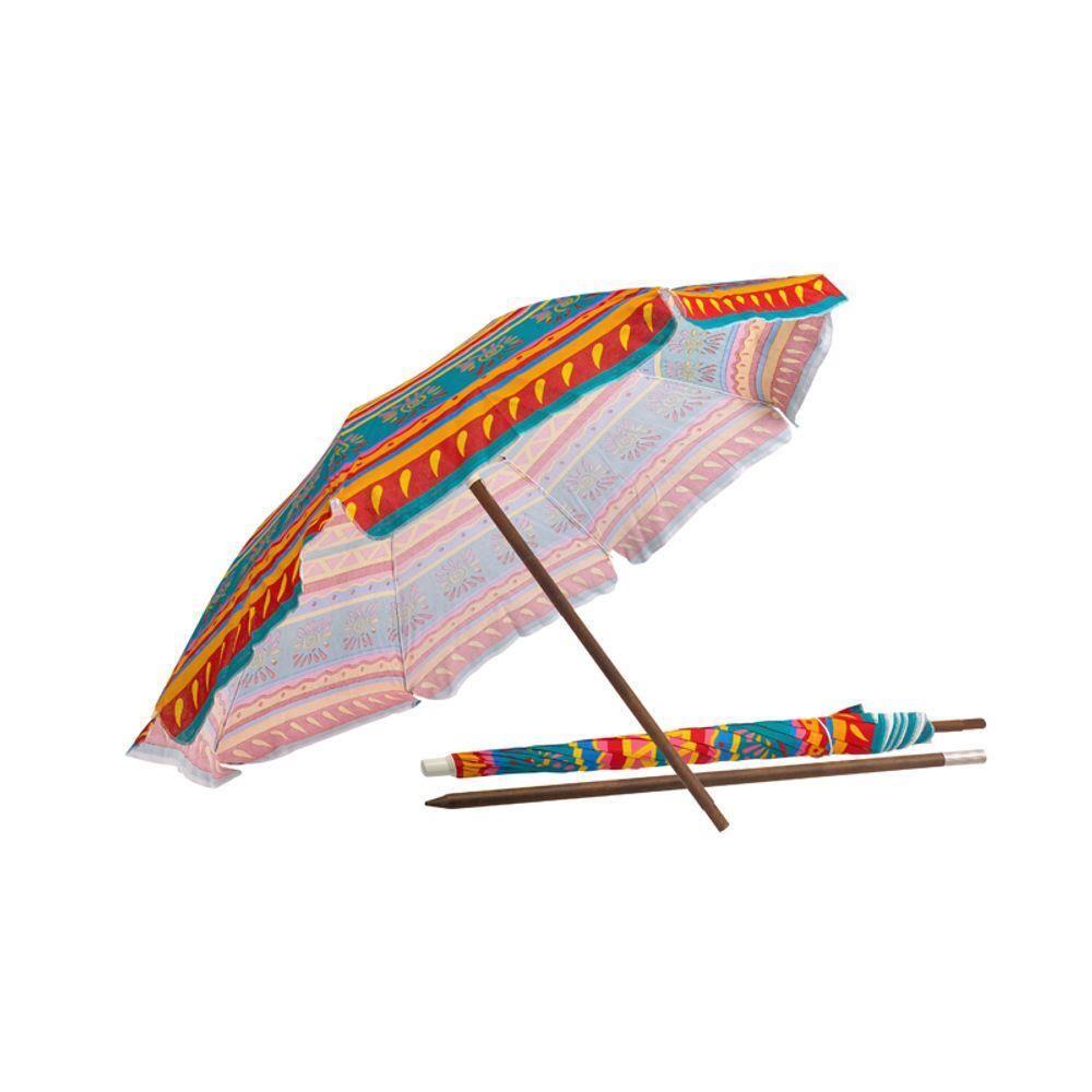 Guarda sol 160m vara de madeira cores sortidas com 6 unidades bel lazer.1 |  Casas Bahia