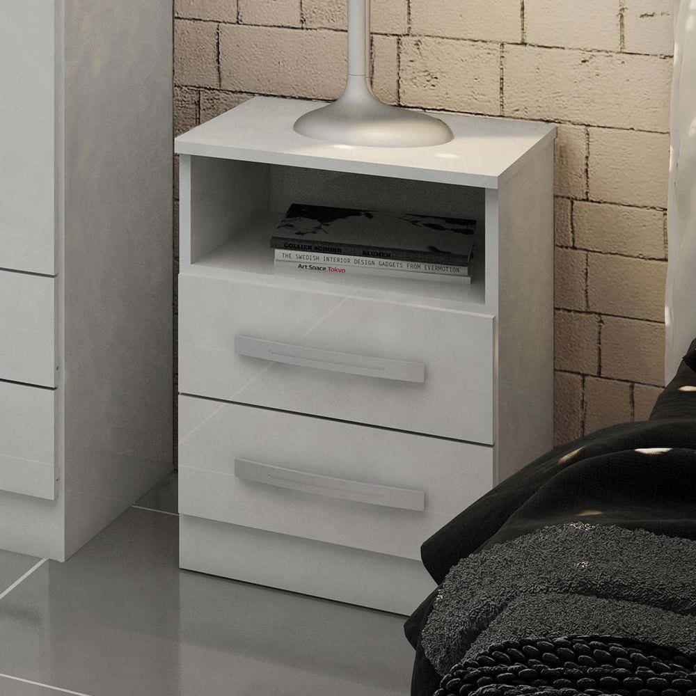 Mesa de Cabeceira 2 Gavetas Irlanda 0187 Branco - Genial Flex