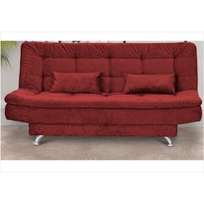 Sofá-Cama Salomé Suede Amassado Vermelho - Matrix