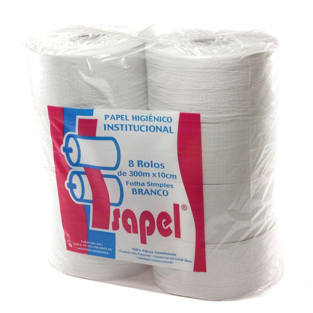 Papel Higiênico Rolão Branco Folha Simples Fardo com 8 Rolos Isapel