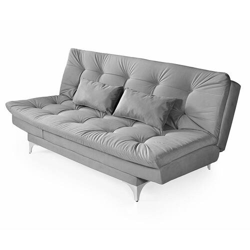 Sofá-Cama 3 Lugares Casal com Chaise Versátil Veludo Menor preço em Sofá-Cama 3 Lugares Casal com Chaise Versátil Veludo