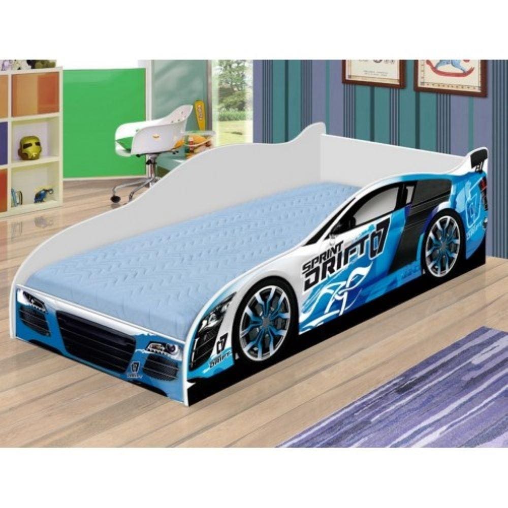 Cama Infantil Carro Drift 150x70 cm - Azul /Preto - RPM Móveis