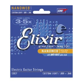 Encordoamento 009 Custom Light Elixir para Guitarra Nickel Plated Steel com Revestimento Nanoweb