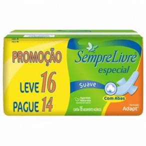 Absorvente Sempre Livre Adapt Especial Suave com Abas 16 Unidades