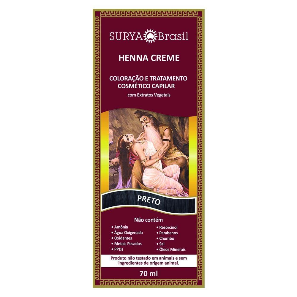 Tintura Creme Henna Surya Preto 70ml