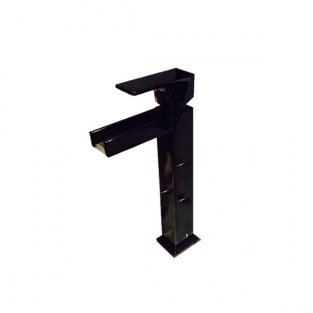 Misturador Black Noir Monocomando Lavatório Bica Alta Cascata Unic Deca 2885.Bl90.Cas.No Preto ilhante