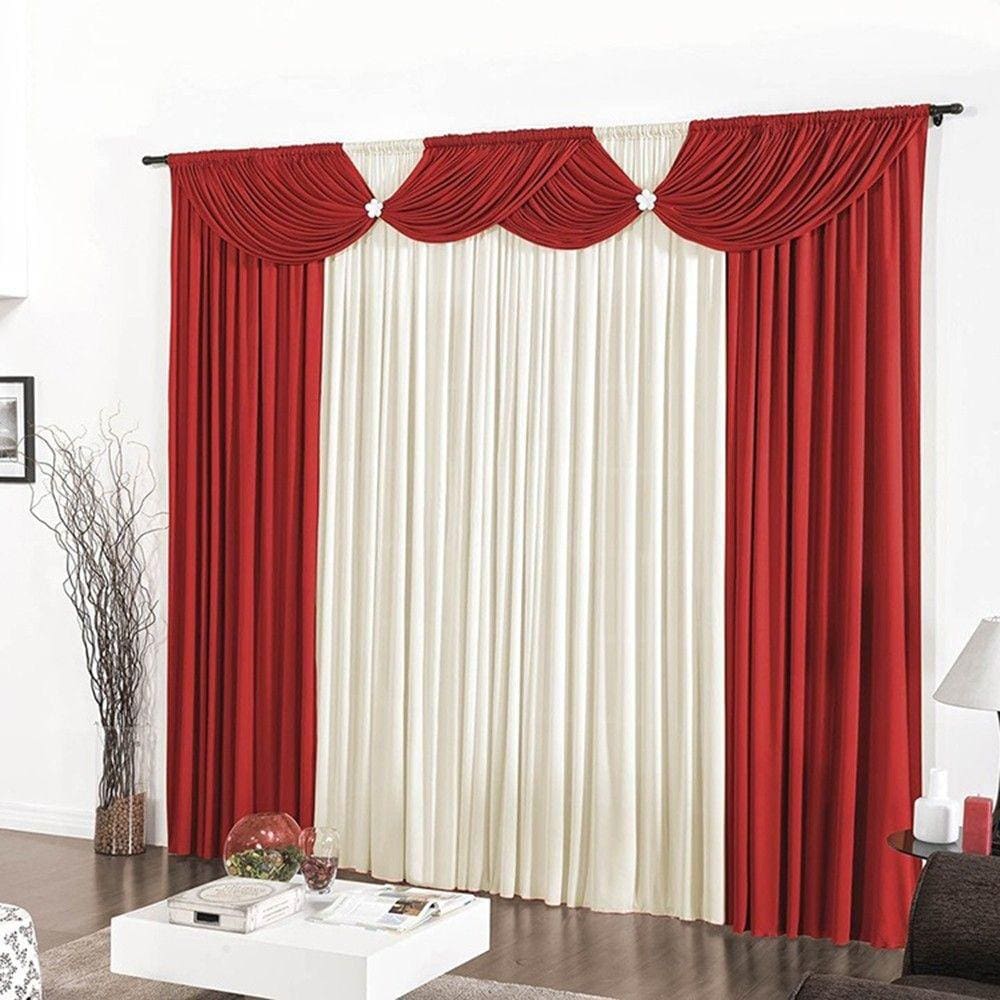 Cortina Casa Dona Luxo Floripa Vermelho com Bege 400x280 cm