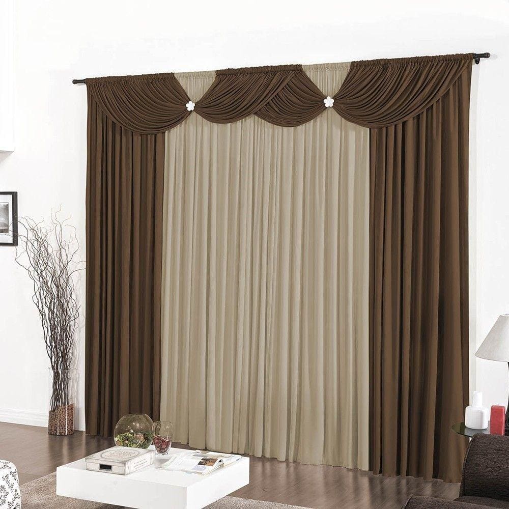 Cortina Casa Dona Luxo Floripa Tabaco com Bege 400x280 cm