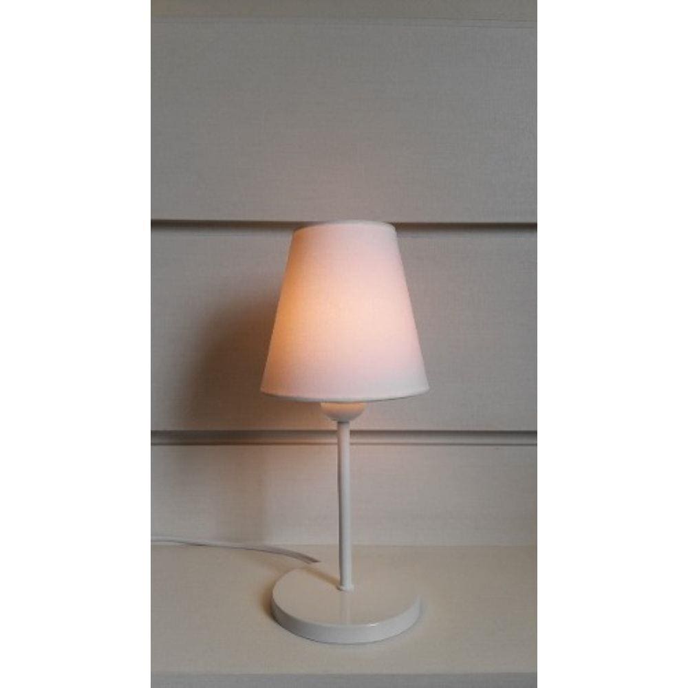 Abajur Base Aluminio Md-2005 Branco Cupula Tecido Branca